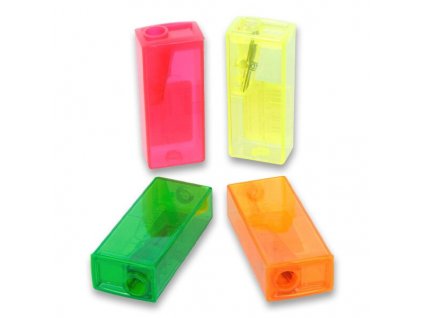 Ořezávátko Faber-Castell jednoduché plastové se zásobníkem FLUO barvy