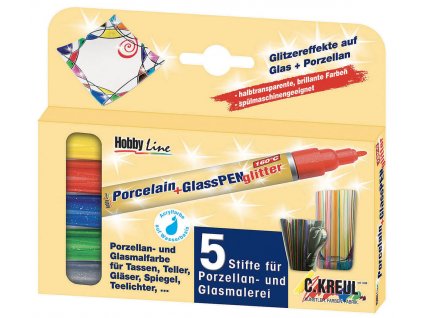 Fixy na porcelán a sklo Kreul Glitter sada 5 ks DOPRODEJ