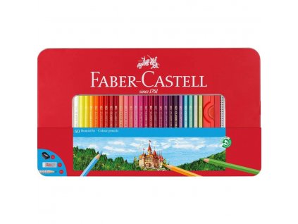 Pastelky Faber Castell EKO 60 ks + tužka, guma, ořezávátko - kovové pouzdro