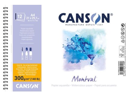 63634 3 akvarelovy papir canson montval blok a4 300g 12 listu krouzkovy