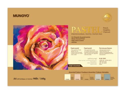 Professionální blok na pastely Mungyo A4 – 30 listů, 160 g/m², 5 jemných odstínů po 6-ti listech