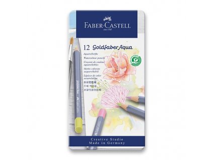 65032 1 pastelky faber castell goldfaber aqua pastel 12 barev v kovovem pouzdre