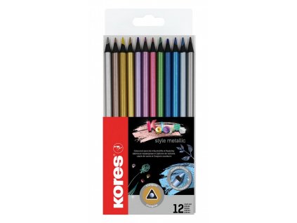 KORES 93316 pastelky trojhranné Kolores Style Metallic 12 barev