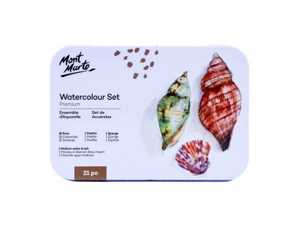 71164 mont marte sada akvarelovych barev 18ks stetec houbicka paleta c 0066 kovovy box