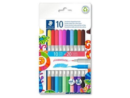 Fixy "3280", 20 různých barev, sada, 1-3 mm, oboustranné, vypratelné, STAEDTLER 3280 C10