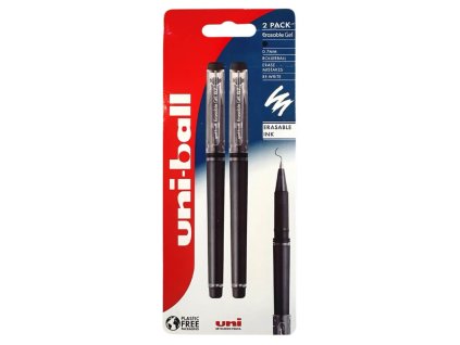 UNI Gelové gumovací pero Erasable Gel s víčkem, bal. 2 ks v blistru černé