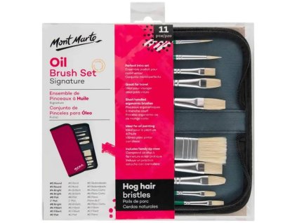 Mont Marte sada štětců white bristle 10 ks, pouzdro na zip 1