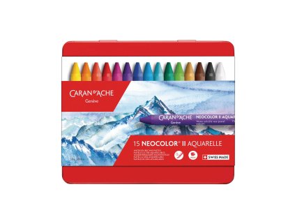 Akvarelové voskové pastely Caran D'ache Neocolor II Aquarelle, 15 barev