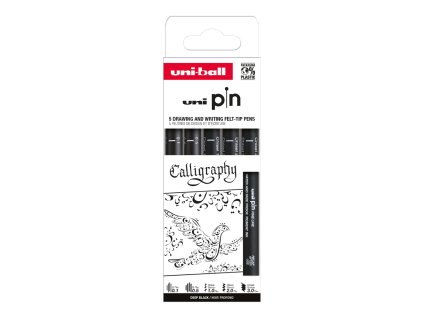 Sada dokumentních linerů UNI PIN - Calligraphy 5 ks, černé