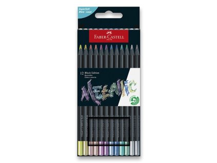 Pastelky trojhranné Faber Castell Black Edition 12 metalických barev