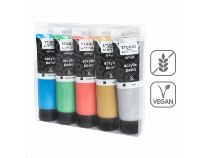 Creall Studio Metallic Acrylics – sada 5 metalických akrylových barev 5×120 ml