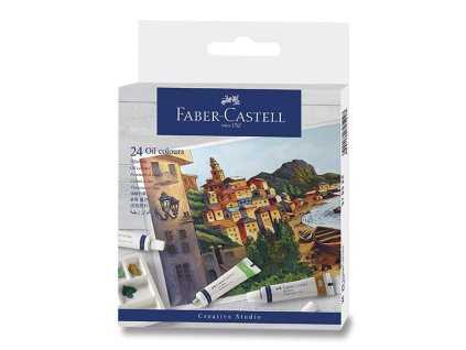 Olejové barvy Faber-Castell – sada 24×9 ml, zářivé odstíny pro začátečníky i hobby malíře