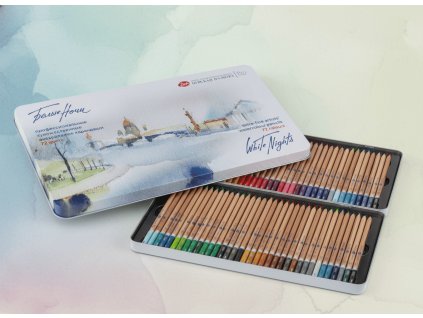 1581202043_Mistrovské akvarelové pastelky Nevskaya Palitra - White Nights 72 barev, plechový obal