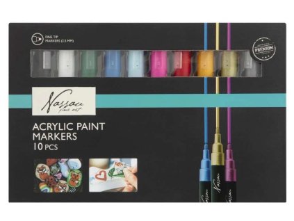 Sada 10 ks akrylových fixů Nassau, hrot fine 2,5 mm