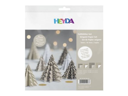 Papíry na origami 15x15 a 20x20 cm - šedá se zlatými a bílými tečkami, 20 ks