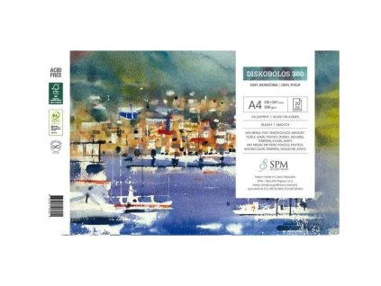 DISKOBOLOS grafický blok A4 300 g/m2 – hladký povrch, bloková vazba
