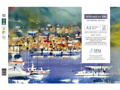 BL A3 DIS 230_DISKOBOLOS grafický blok A3 230 g/m2 – hladký povrch, bloková vazba