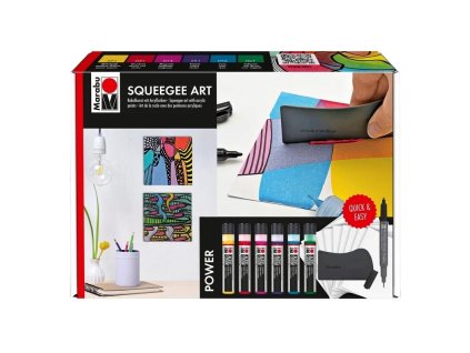Sada akrylových barev pro squeegee techniku Power – 6×25 ml + stěrka