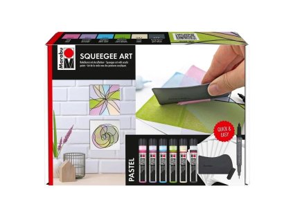 Sada akrylových barev pro squeegee techniku Pastel – 6×25 ml + stěrka