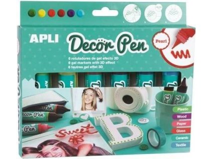 Sada perleťových popisovačů 3D APLI Decor Pen - 6x25 ml