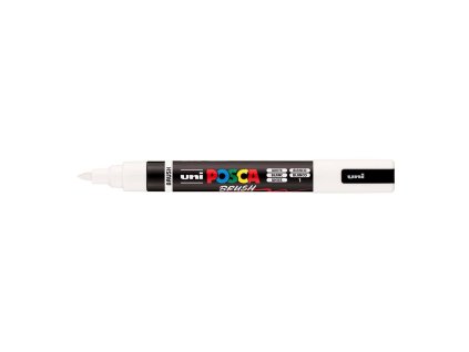 Akrylový popisovač Uni Posca PC-5BR, 1-4mm – štětcový hrot, bílý 1