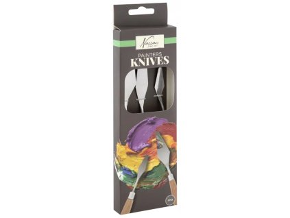 Sada malířských špachtlí – 3 ks, kovové čepele, dřevěná rukojeť