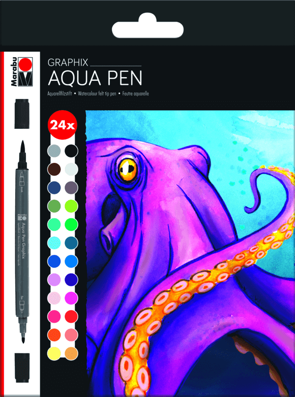 Levně Akvarelové popisovače Marabu Graphix Octopy sada 24 ks
