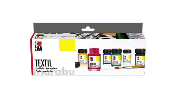 Levně Sada barev na světlý textil - Marabu Textil 6 x 15ml
