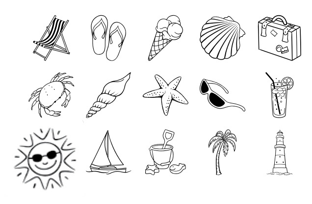 Sada 15 ks razítek HEYDA Dovolená