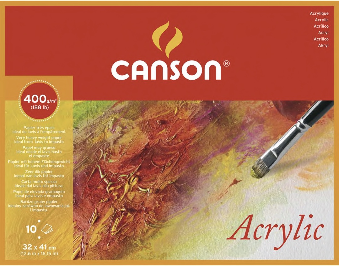 Levně Papír na akryl Canson Acrylic 400g, blok 24 x 32 cm