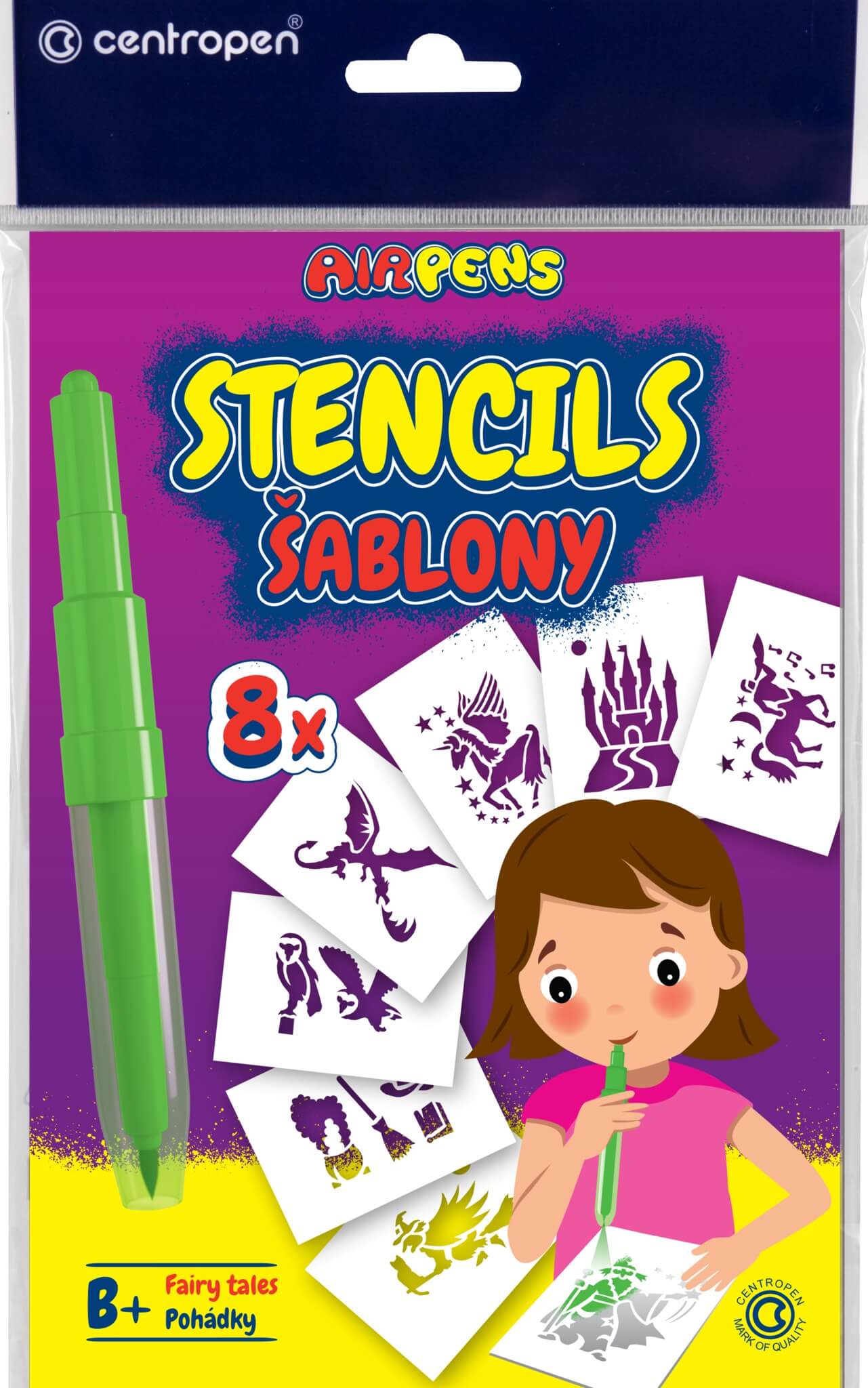 Levně Šablony k foukacím fixům, set B+ pohádka 8 ks