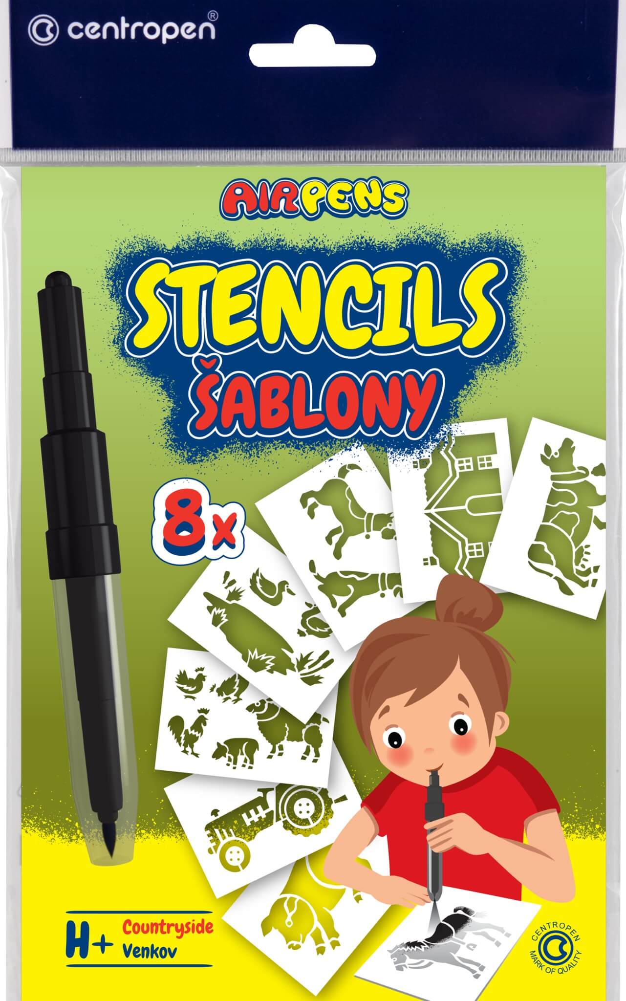 Levně Šablony k foukacím fixům, set H+ venkov, 8 ks