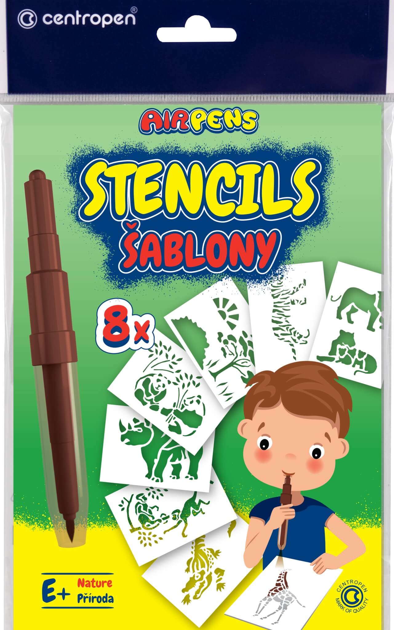 Levně Šablony k foukacím fixům, set E+ ZOO, 8 ks