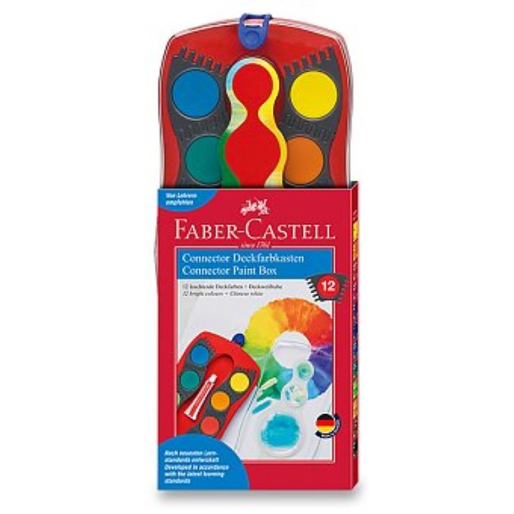 Levně Faber-Castell Vodové barvy Faber Castell, 12barev, 30mm spojovací