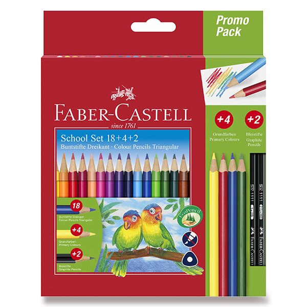 Faber-Castell Pastelky trojhranné Faber Castell - 18 barev, Promo pack