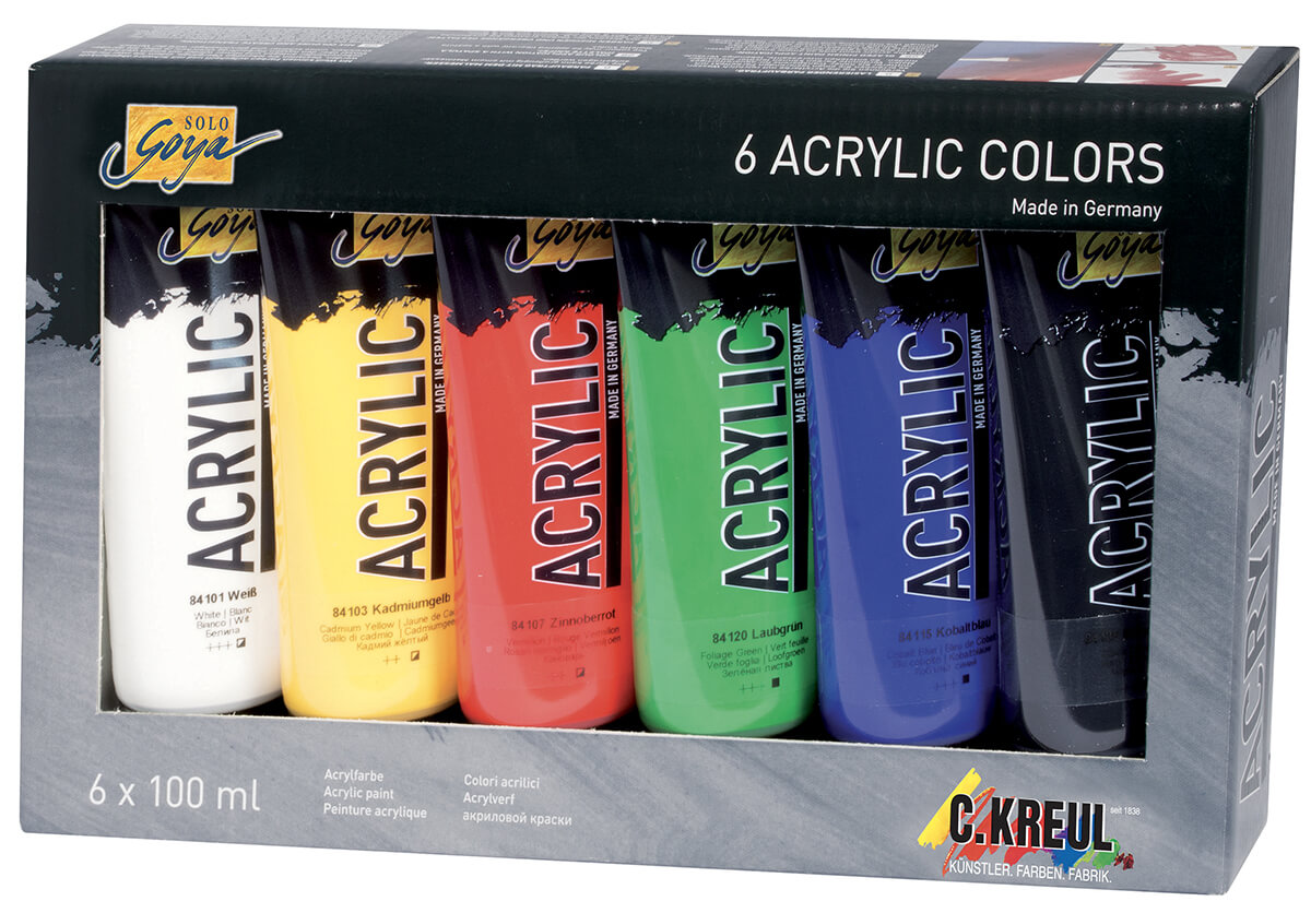 Levně Akrylové barvy Kreul Solo Goya, sada 6 x 100 ml