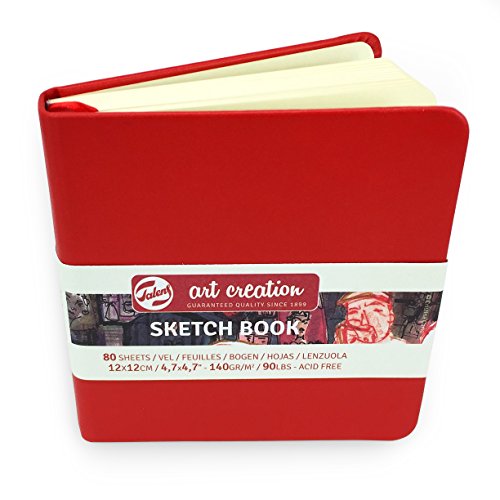 Levně Talens Art Creation Sketch Book - skicák v červené tvrdé vazbě 12x12 cm 80 listů 140 g