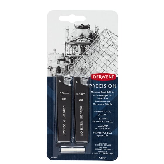 Levně Derwent Precision tuhy 0,5 mm HB/2B + pryže