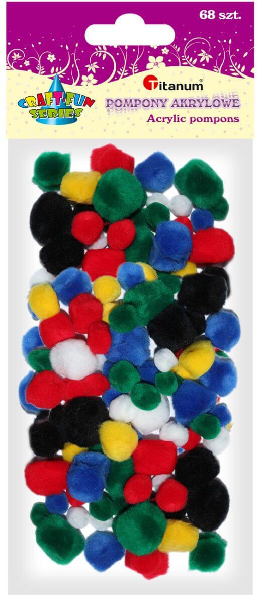 Levně Titanum Bambulky pompom Titanum, barevný mix 68 ks