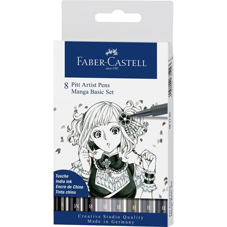 Levně Faber-Castell Umělecký popisovač Pitt Artist Pen Manga Basic sada 8 ks - černé a šedé barvy