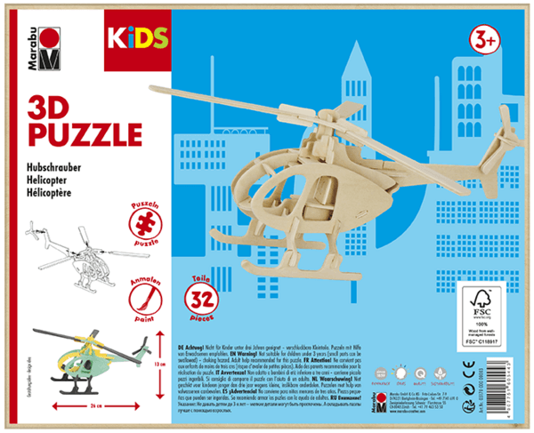 Levně Marabu MARA 3D puzzle dřevěné - helikoptéra