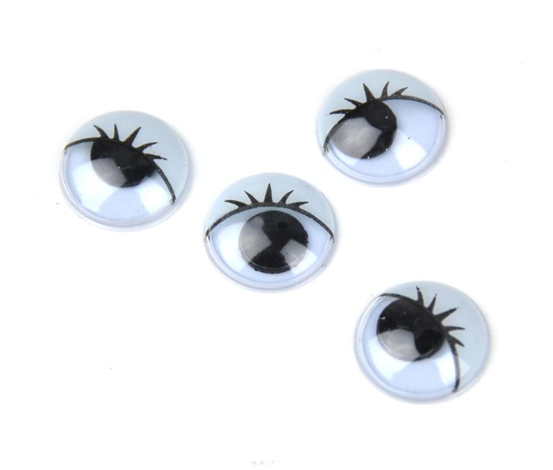 Levně HobbyFun Očička kulatá s řasami 15 mm - 30 ks, Hobby Fun