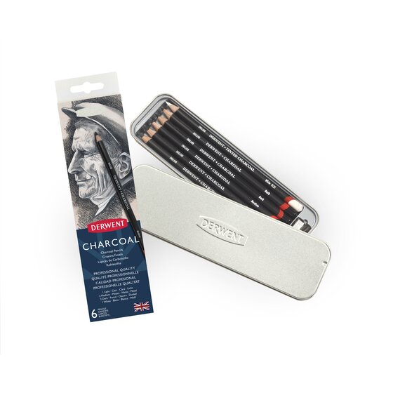 Levně Derwent Charcoal 0700838 6 ks v plechové etui