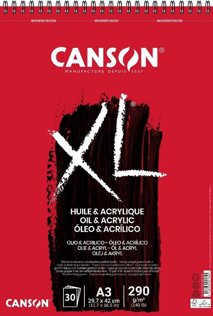 Levně Canson Papír na olej a akryl XL Oil & Acrylic blok A3 290 g, 30 listů