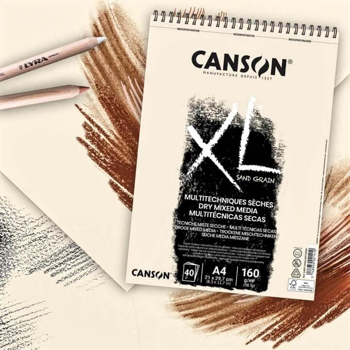 Levně Canson XL Dry Mixed Media Sand Grain Natur A4 40 listů