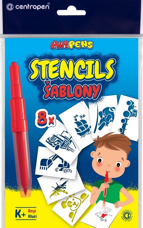 Levně Šablony k foukacím fixům, set K+ pro kluky, 8 ks