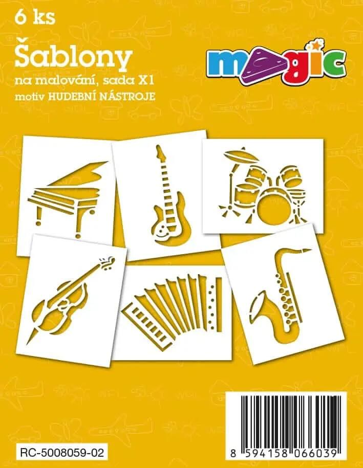 Levně Magic šablony papírové 6 ks sada X1 - HUDEBNÍ NÁSTROJE