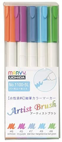Levně Marvy Umělecké fixy se štětcovým hrotem Artist Brush sada 5ks HARMONY
