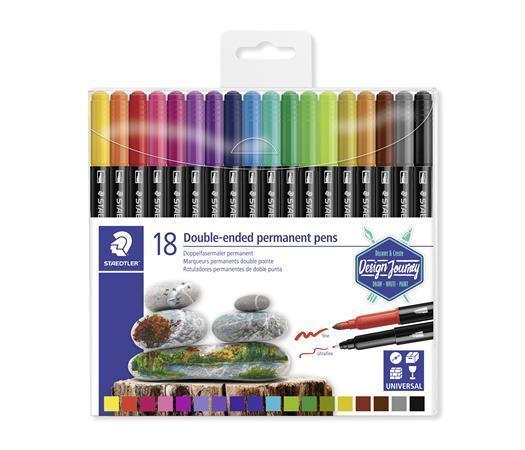 Levně Staedtler Oboustranné permanentní fixy Staedler Design Journey 18 barev