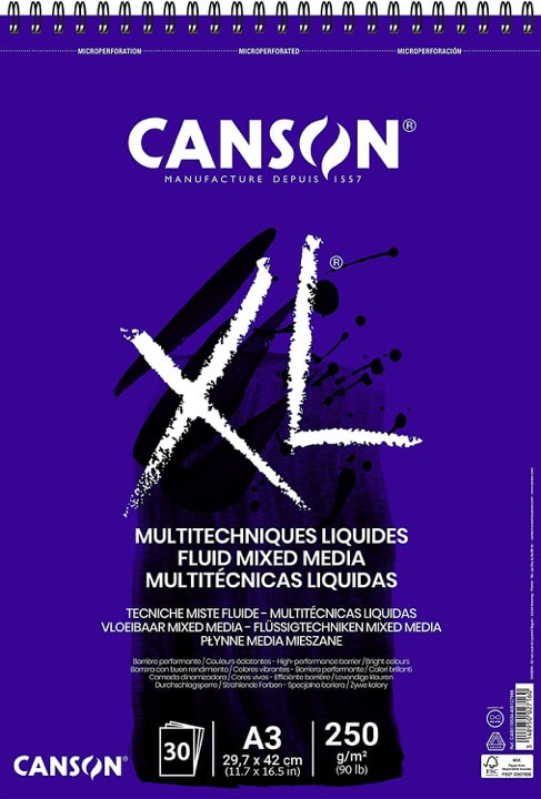 Canson Skicák na mokrá média XL Fluid Mix-Media A3 250g, 30 listů